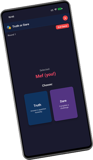 Mesh Party lobby screen on a phone